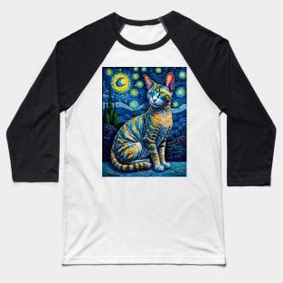 The Devon Rex Cat in starry night Baseball T-Shirt